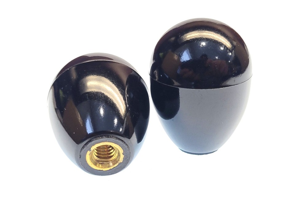 2 x Black Oval Ball Knobs Plastic 1/4-20 Female Thread Blind Tap Machine Shift
