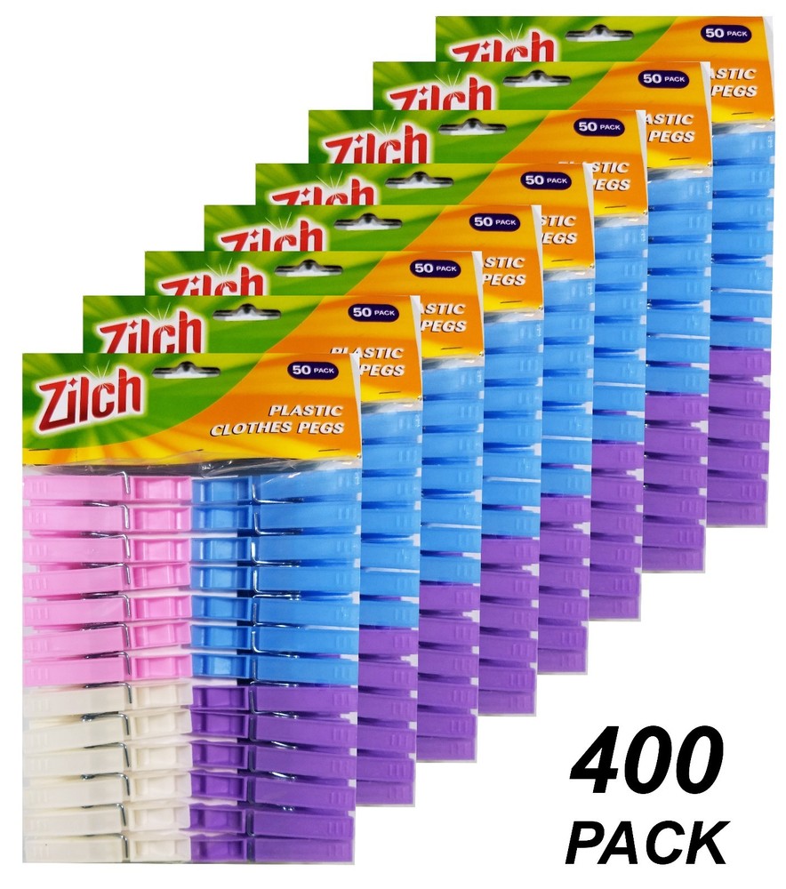 400 x Coloured Plastic Clothes Pegs - 7cm Normal Size Laundry Clothesline