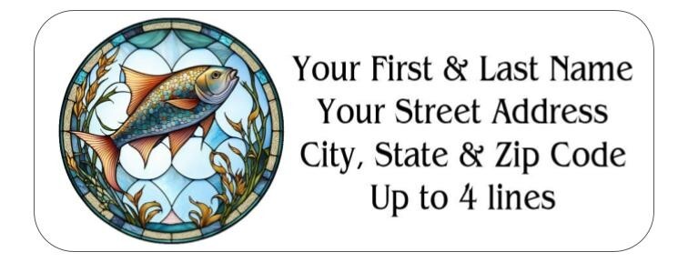150 Tropical Fish Stained glass Mailing Return Address Labels Personalized