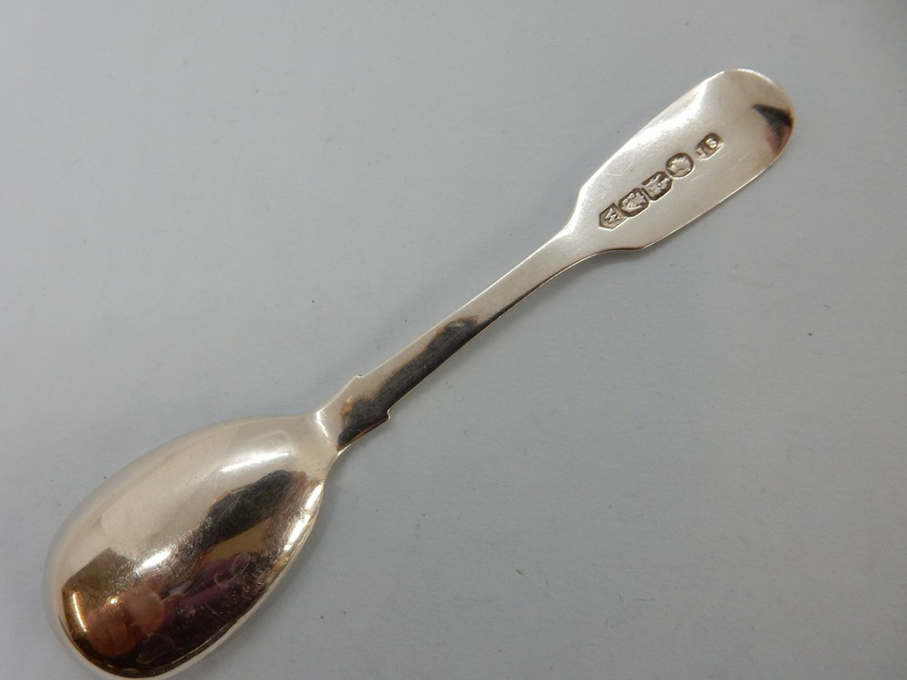 IRISH Sterling SILVER Fiddle Pattern MUSTARD Spoon. JS Dublin 1867