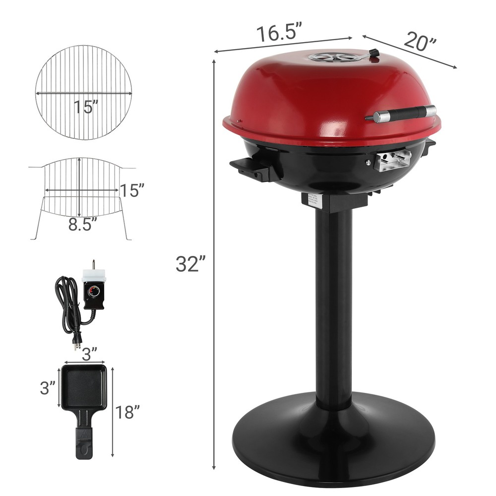 Electric BBQ Grill with Stand, Portable Double Layer Indoor