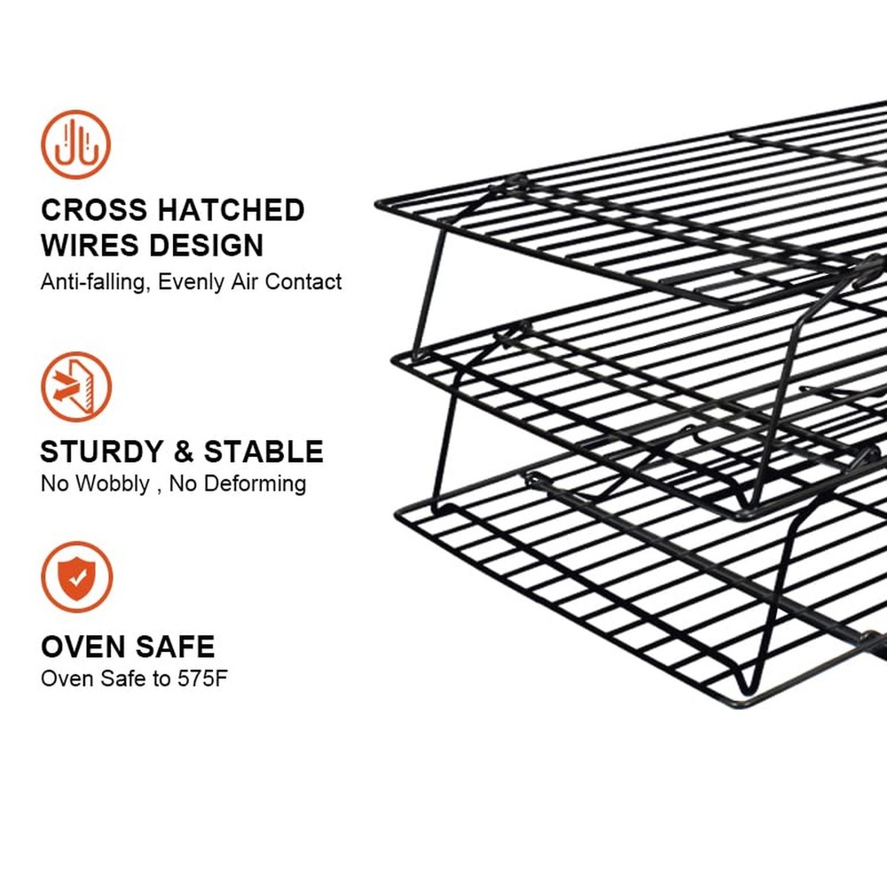 3-Tier Stackable Cooling Racks, Stainless Steel Wire Rack Baking Rack Oven Ra...