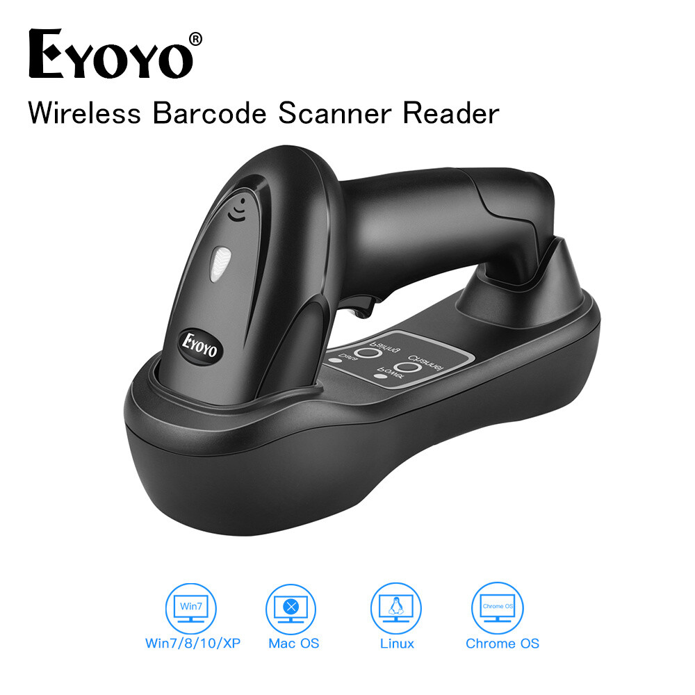 Eyoyo 1D Wireless Barcode Scanner Bar Code Reader USB Charging Base for PC Phone