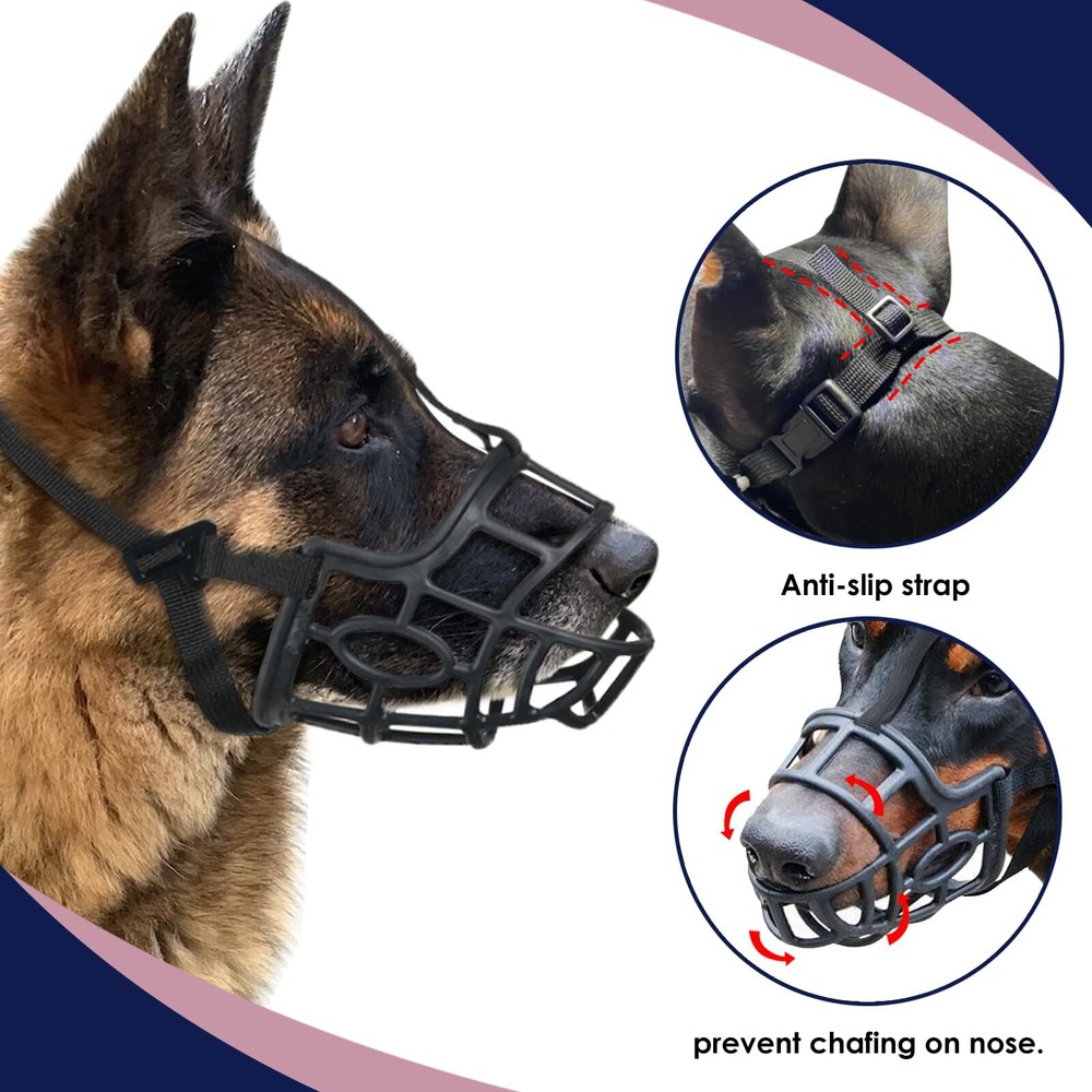 Dog Muzzle, Breathable Basket Muzzles for Small, Medium, Large and X-Large Do...
