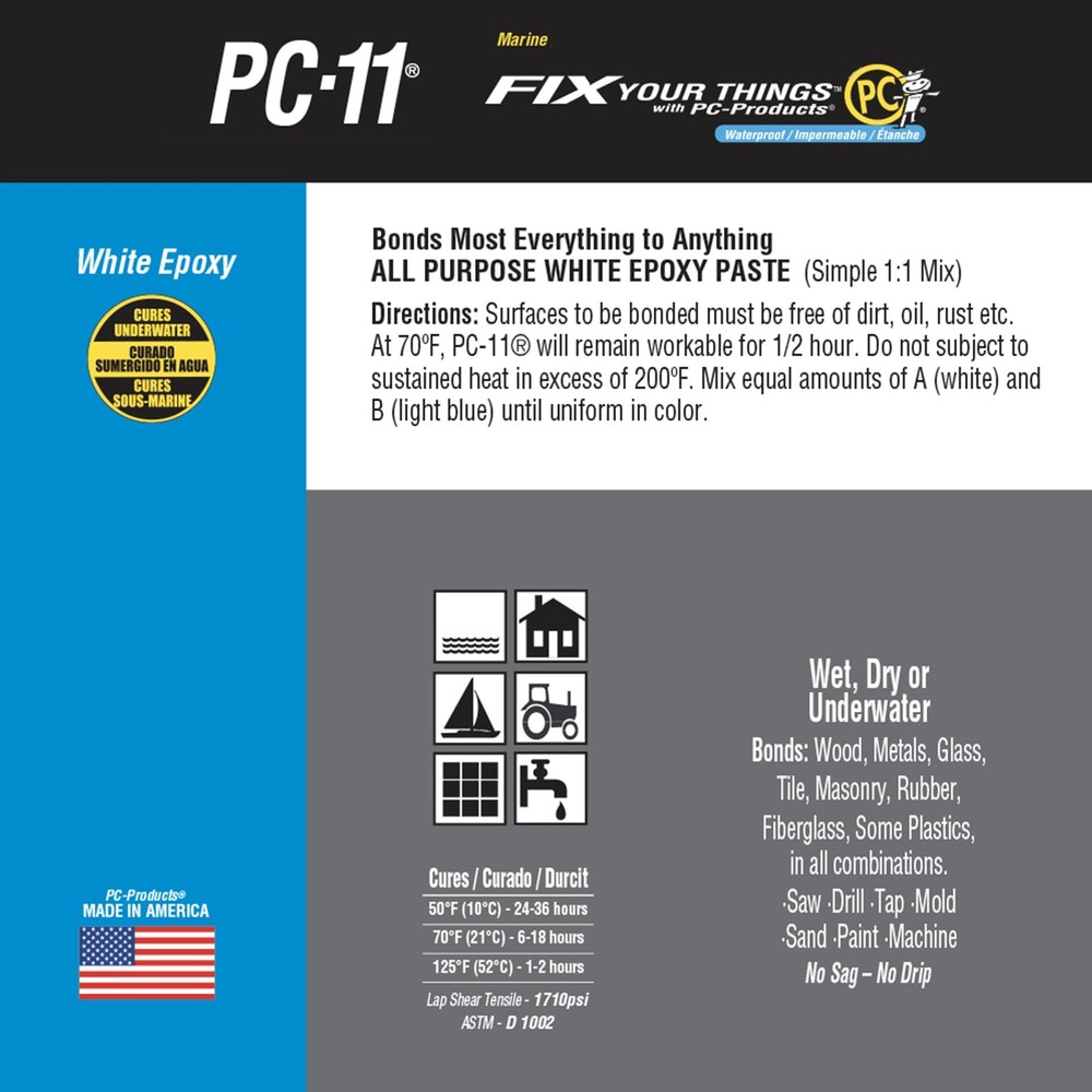 Marine Grade Epoxy Adhesive Paste, Two-Part, 1lb, Off White, Strong Bond