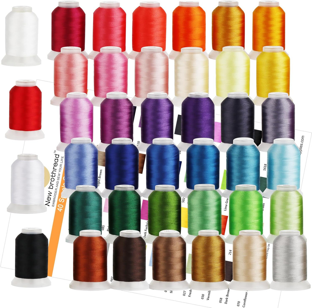 s 40 Colors 100% Polyester Machine Embroidery Thread 550Yd with Thread Nets - Co