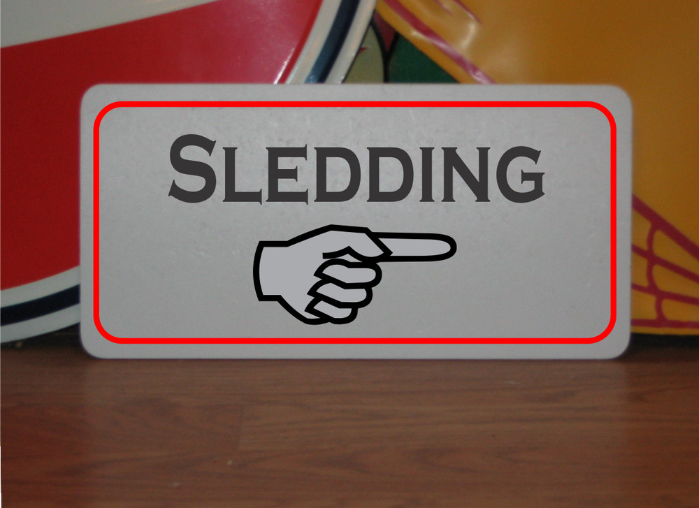 Sledding arrow Metal Sign snow winter