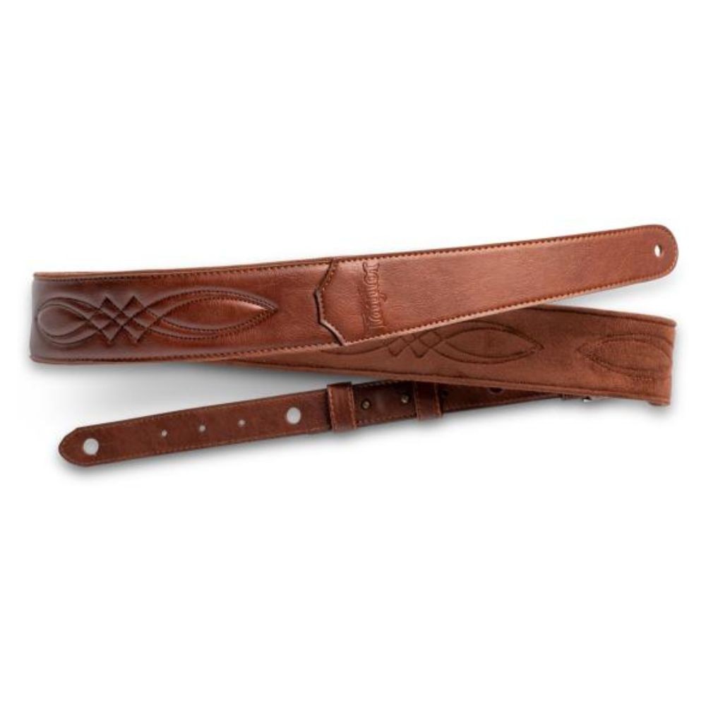 Taylor 2" Vegan Leather Strap with Stitching - Medium Brown