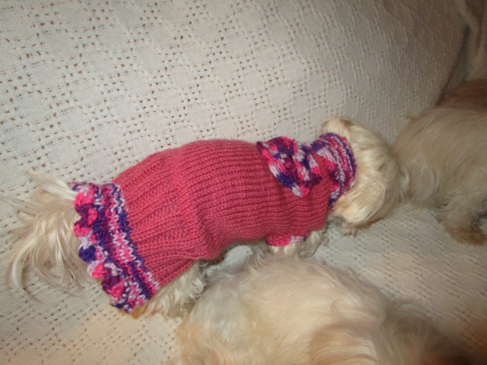 2 Hand Knitted Dog Puppy Sweaters Large 16''