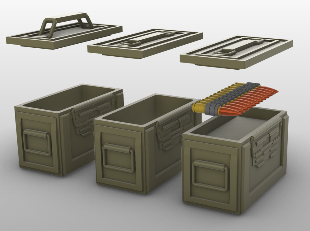 1/24 Scale Battleground 50 Cal Ammunition Can Set - WW2