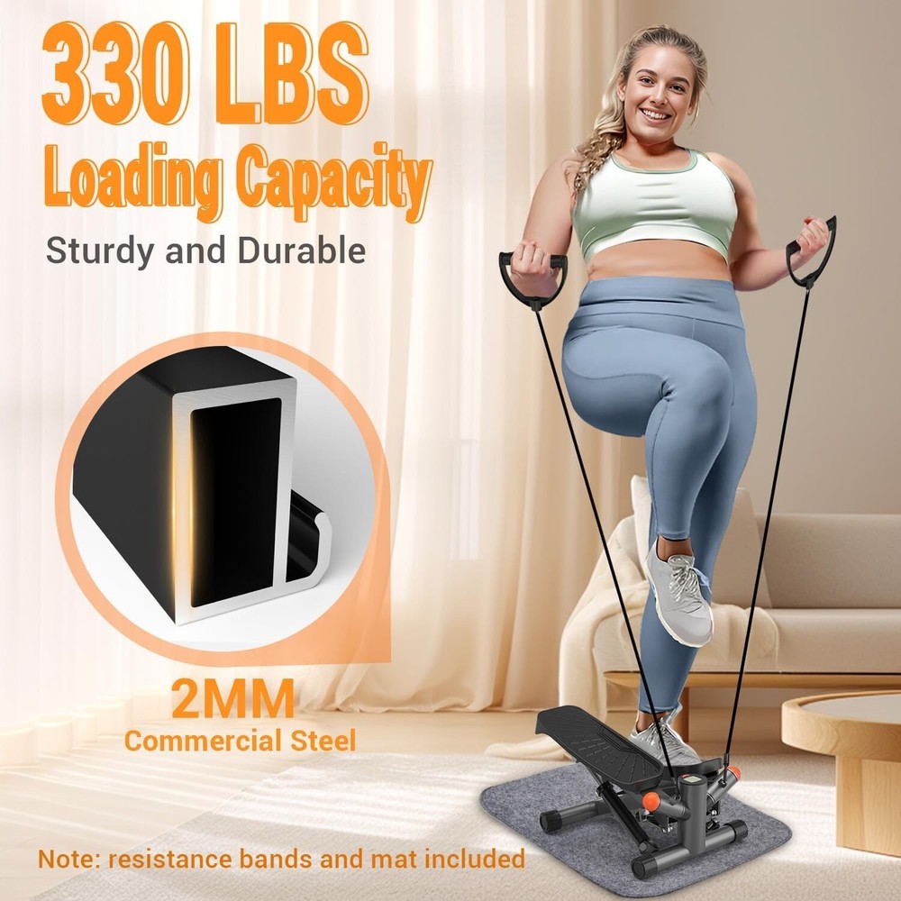 Steppers for Exercise at Home,Adjustable Height Mini Stepper (Grey)