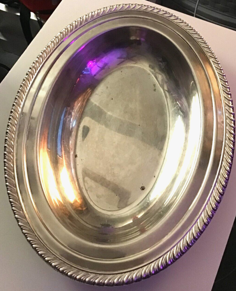 Vintage Serving Bowl Silver Plate Oval 12x9"
