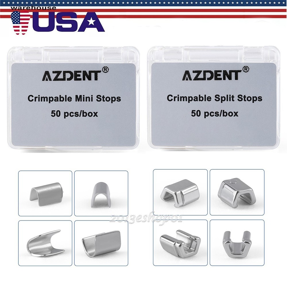 AZDENT Dental Orthodontic Crimpable Mini/Split Stops Universal 50pcs/box