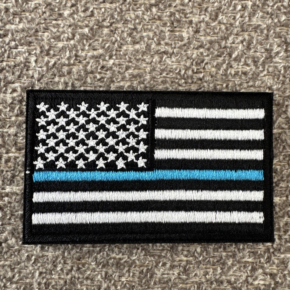 THIN BLUE LINE AMERICAN FLAG Tactical Morale Patch Hook And Loop