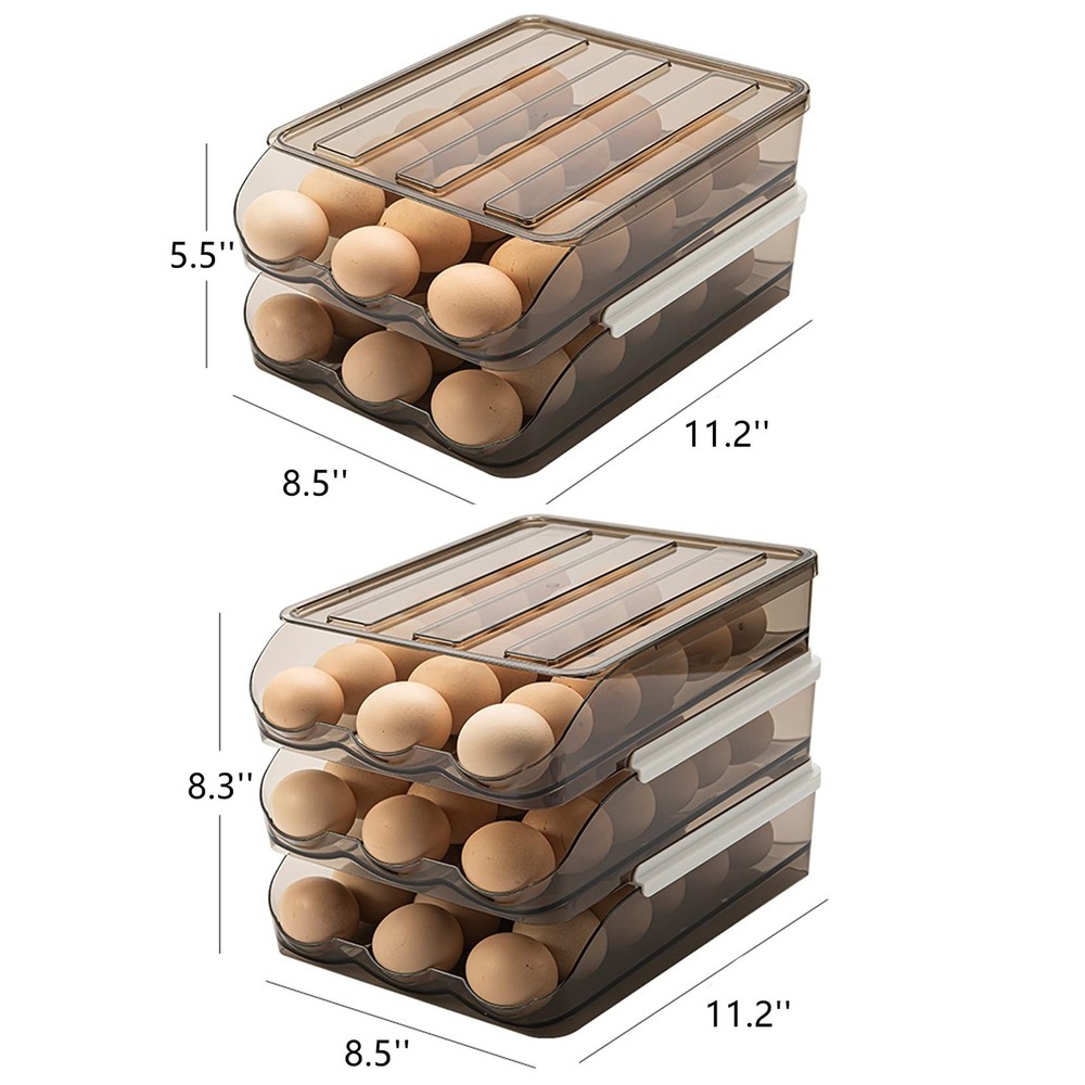 54 Grid Capacity Egg Holder for Refrigerator, Automatic Rolling Egg Storage R...