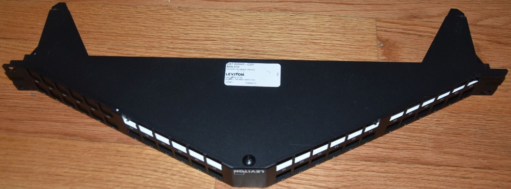 LEVITON E2X1A-S48 E2Xhd 1RU High-Density Universal Angled Patch Panel with Cover