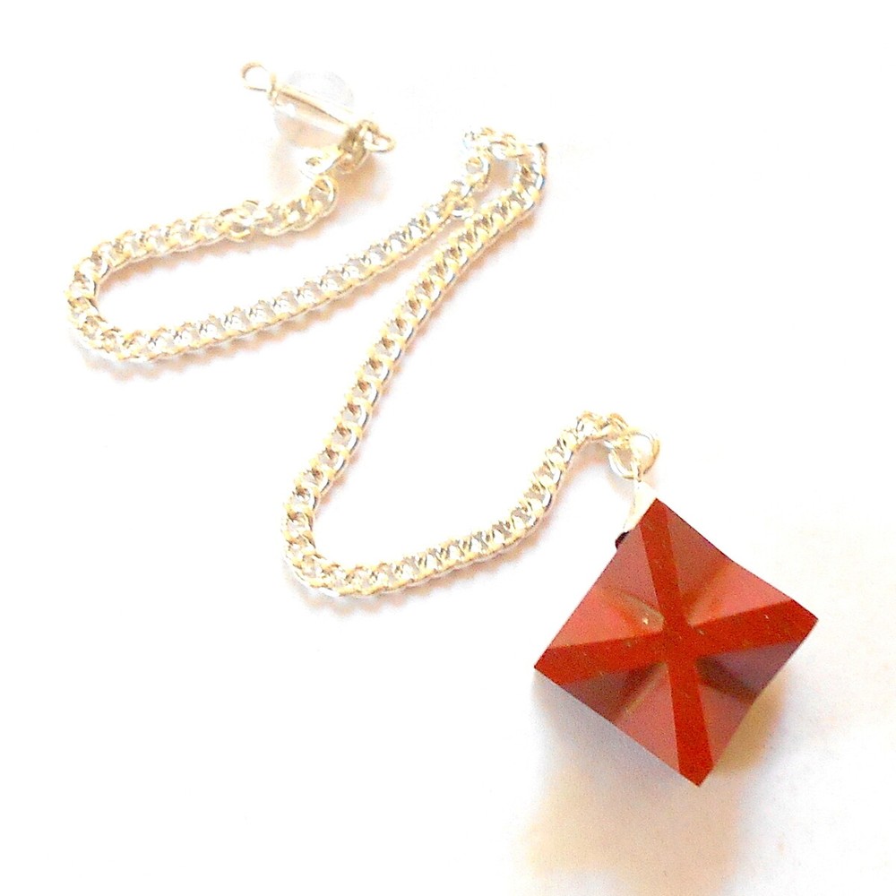 Red Jasper Merkaba Gemstone Pendulum for Divination and Dowsing