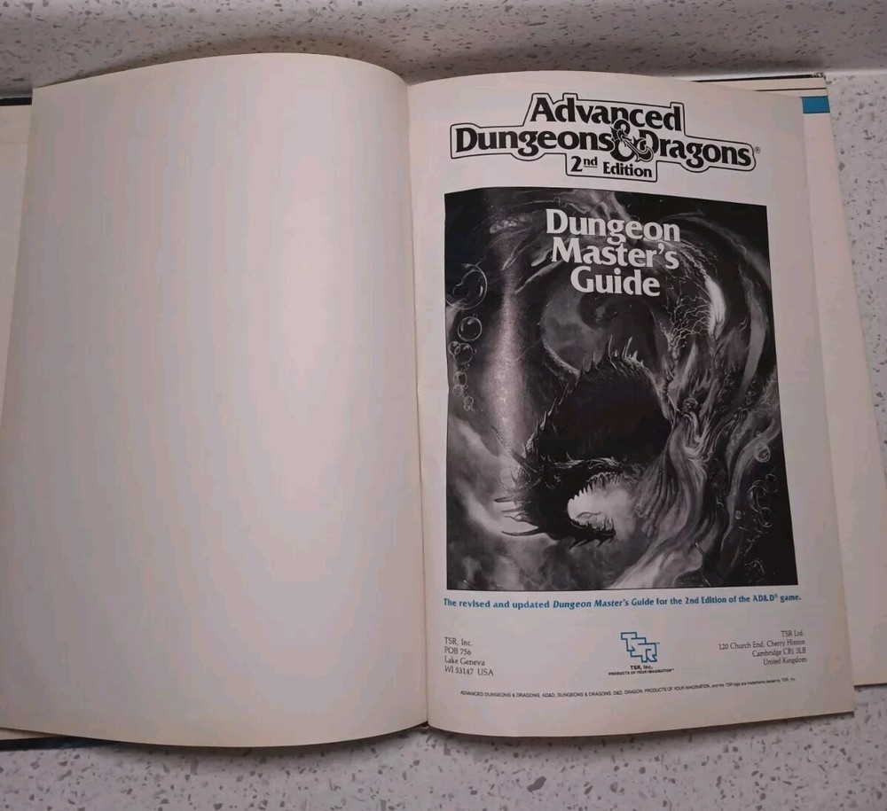 Advanced Dungeons & Dragons Dungeon Master's Guide 2nd Edition TSR #2100 1989