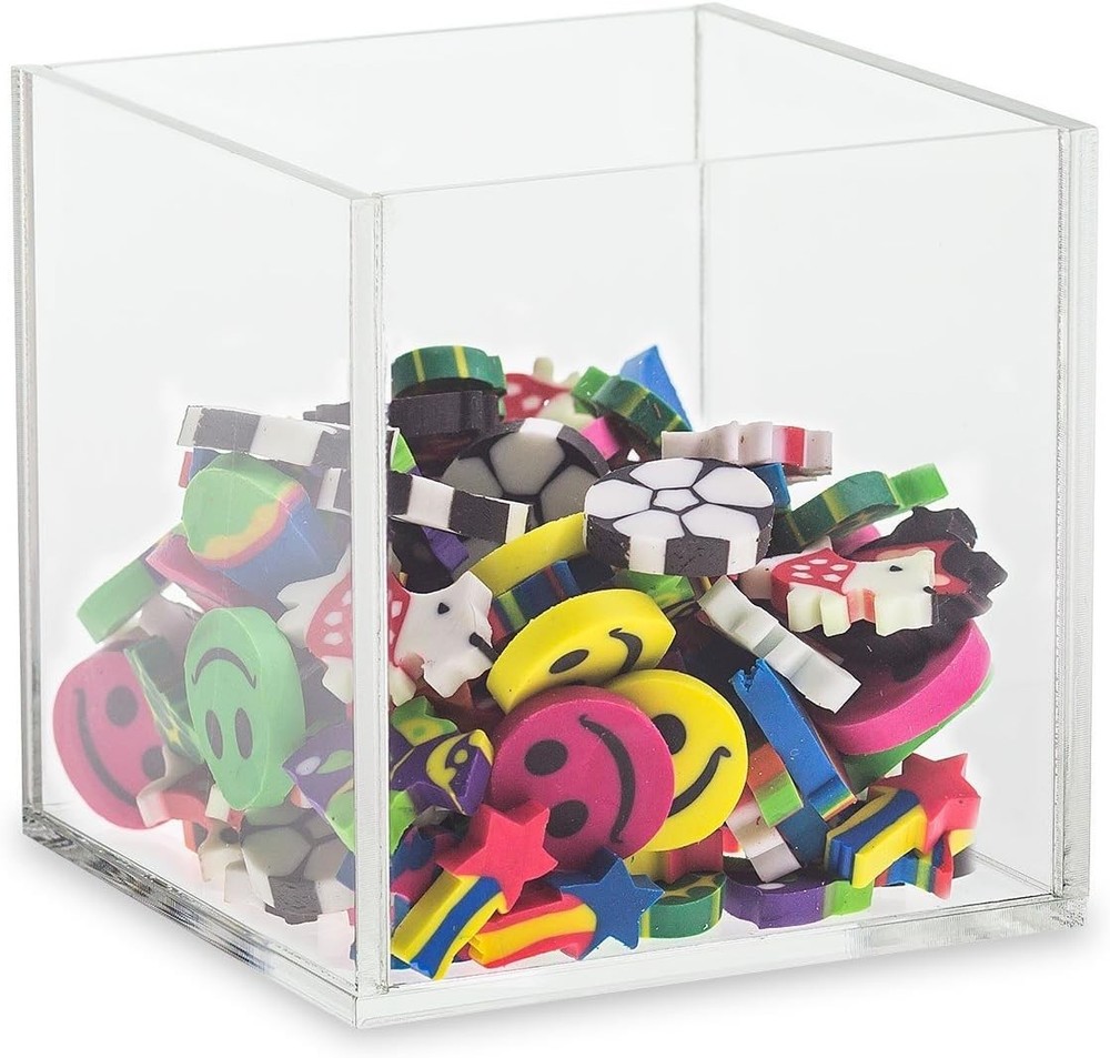 Clear Acrylic Display Case, Available with Additional Base 6 Inch Cube, No Base