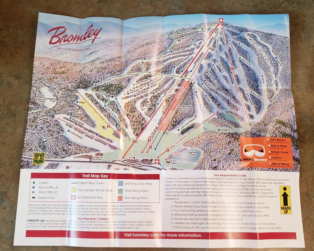 7- BROMLEY, VT SKI AREA TRAIL MAPS ALL DIFF. YRS BROCHURES & TRAIL MAPS. SEE