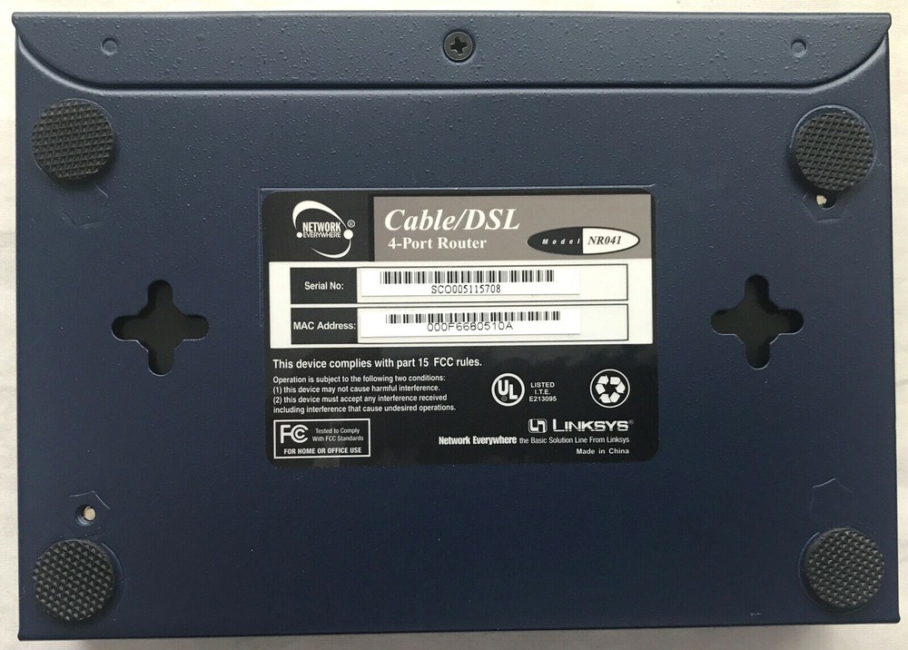 LINKSYS CABLE DSL 4 PORT ROUTER NR041