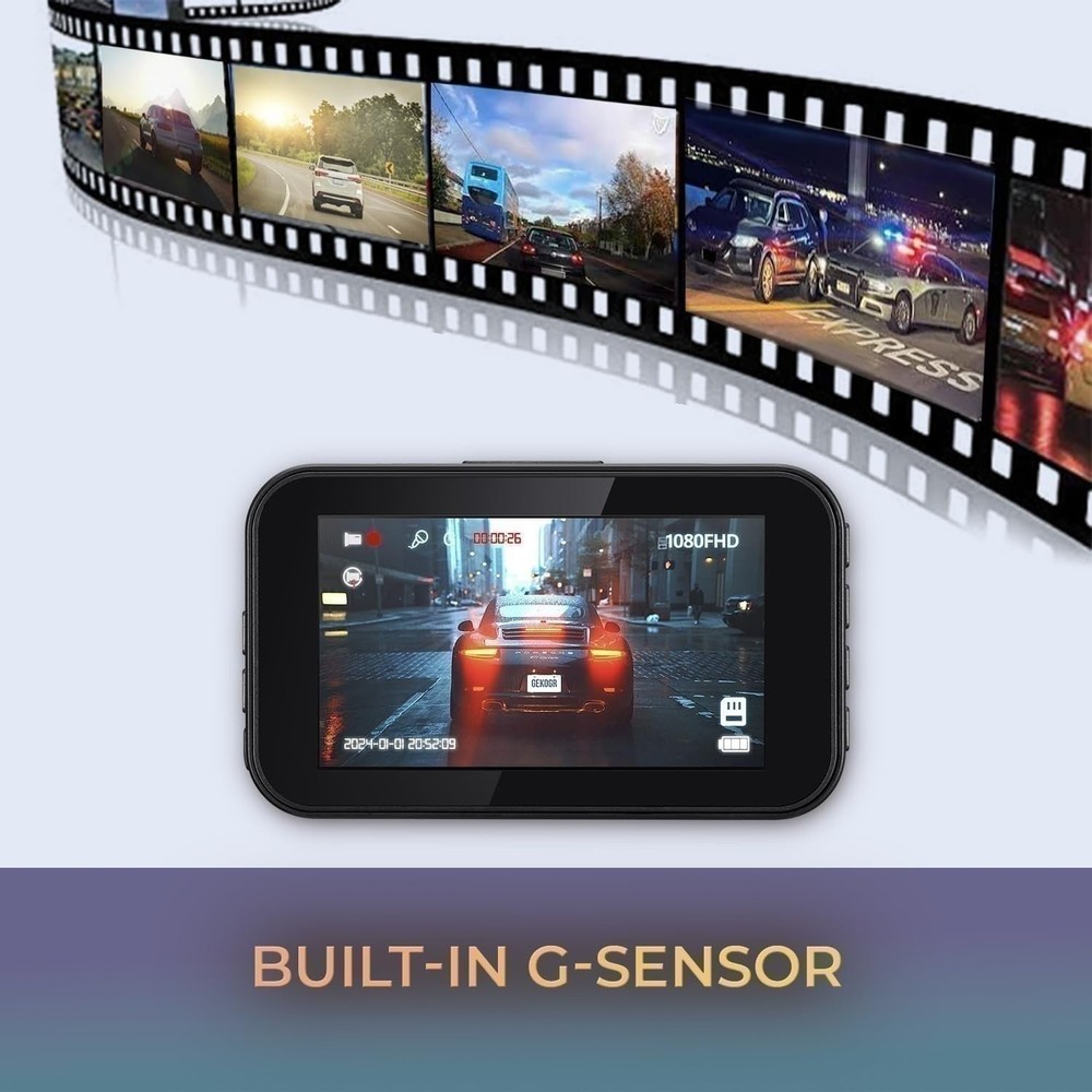 True 1080P Full HD Dash Cam with 3" Display, G-Sensor, Loop Recording