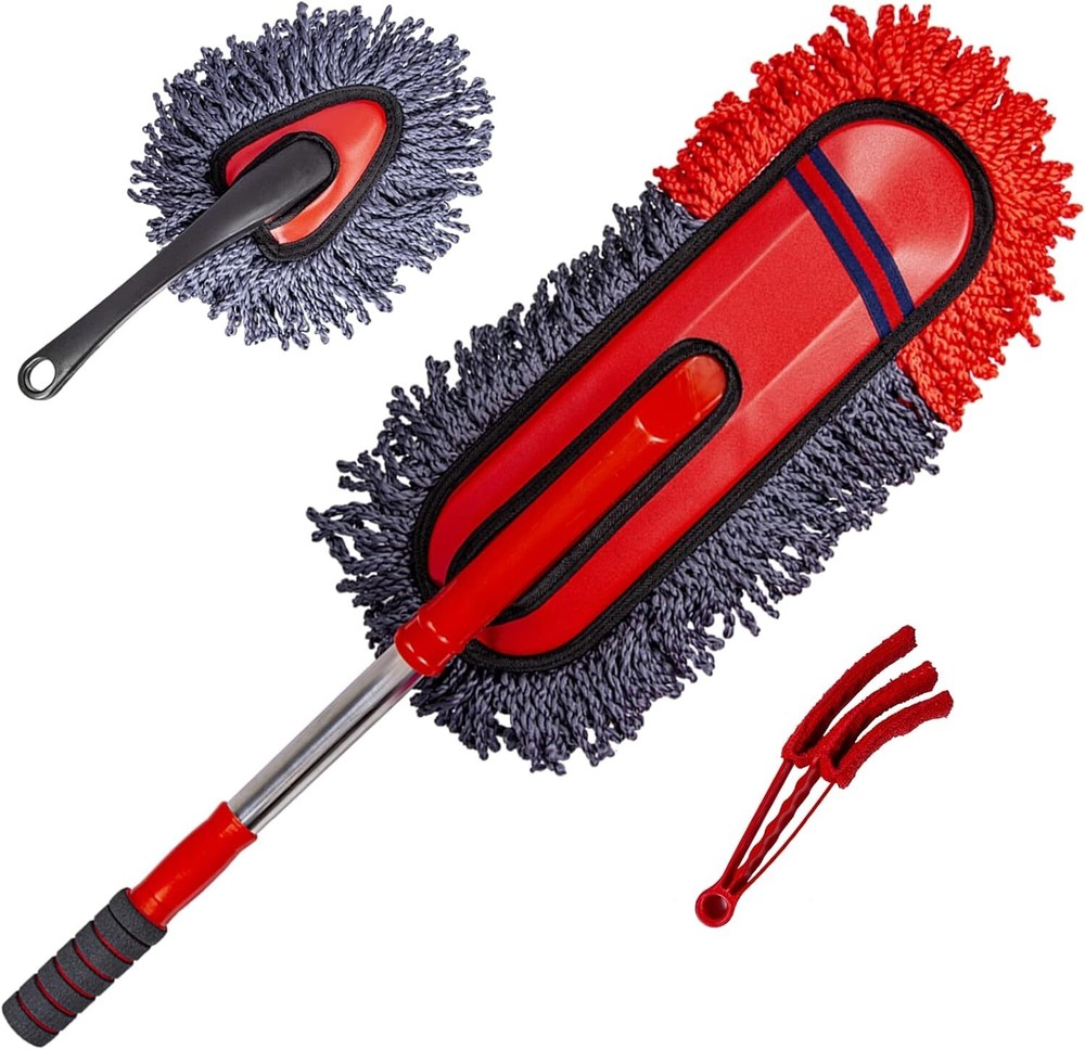 Luxury Soft Microfiber Car Duster with Extendable Handle - Scratch-Free Cleaning