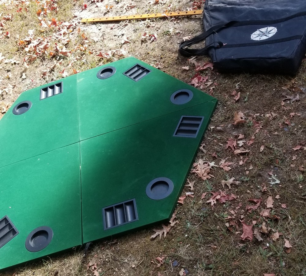 6 PERSON TABLE TOP FOLDABLE FELT POKER FOLDING GAME TABLE