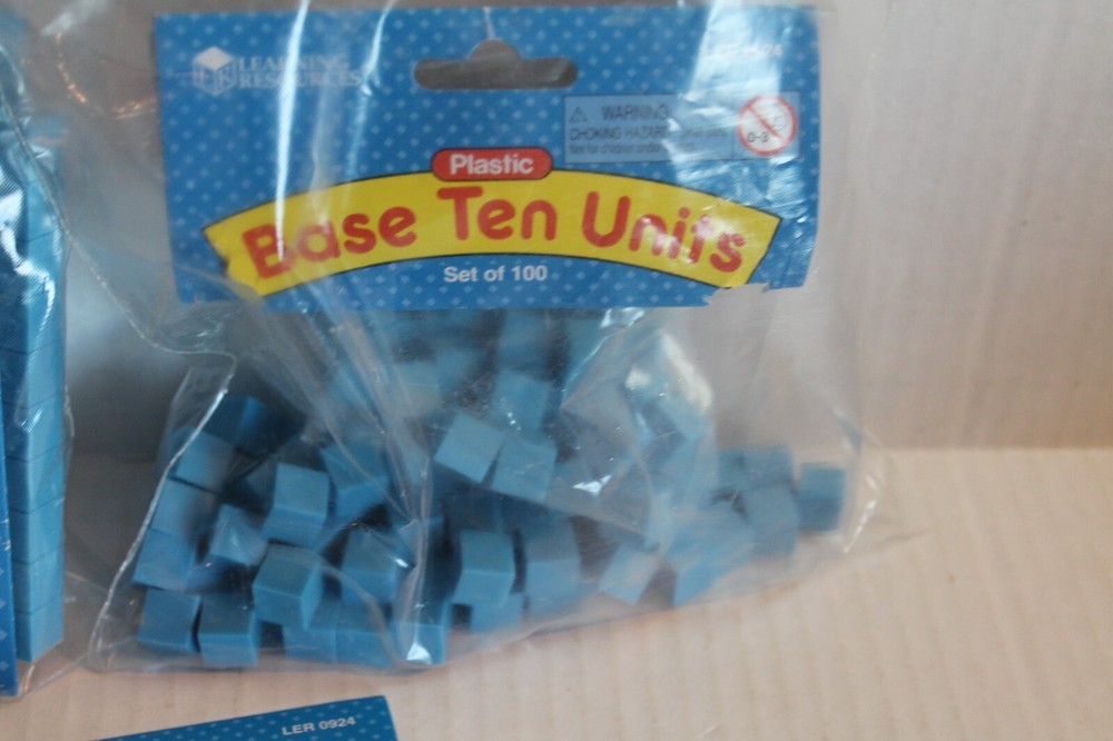 Learning Resources Blue Plastic Base Ten Blocks for Math Manipulatives