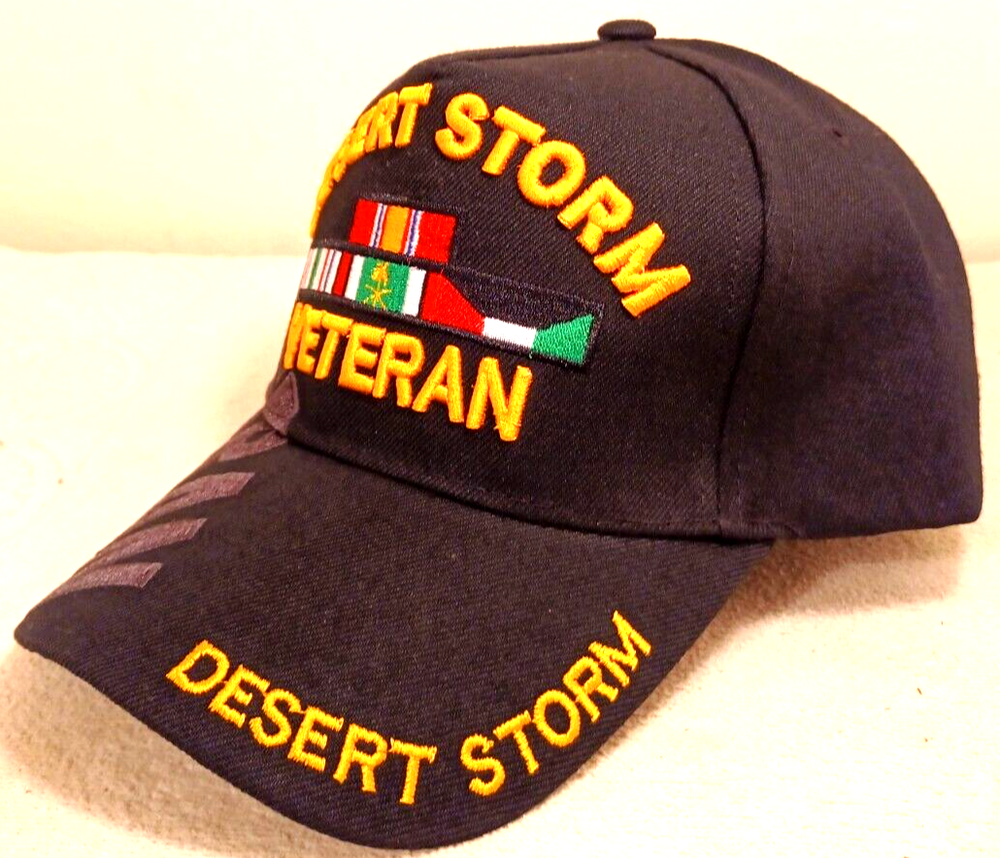 DESERT STORM VETERAN MILITARY CAP HAT BLACK WITH SHADOW