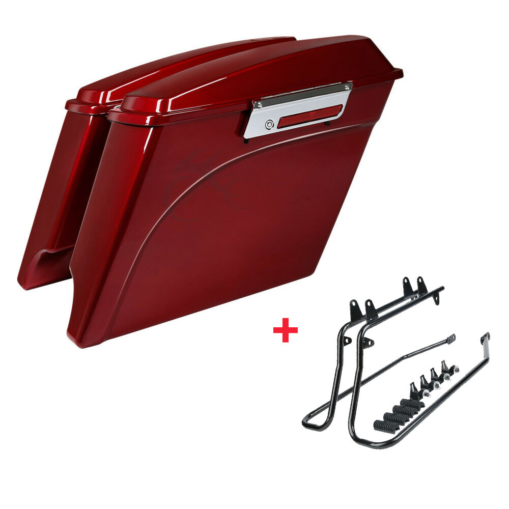 5" Extended Stretched Hard SaddleBags/Conversion Brackets Fit For Harley Softail