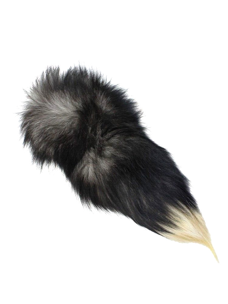 Fluffy Silver Fox Tail  XL Tanned 18-20" average length