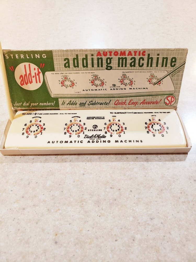 Vintage Adding Machine Sterling Automatic Adding Machine No. 565 With Pick & Box