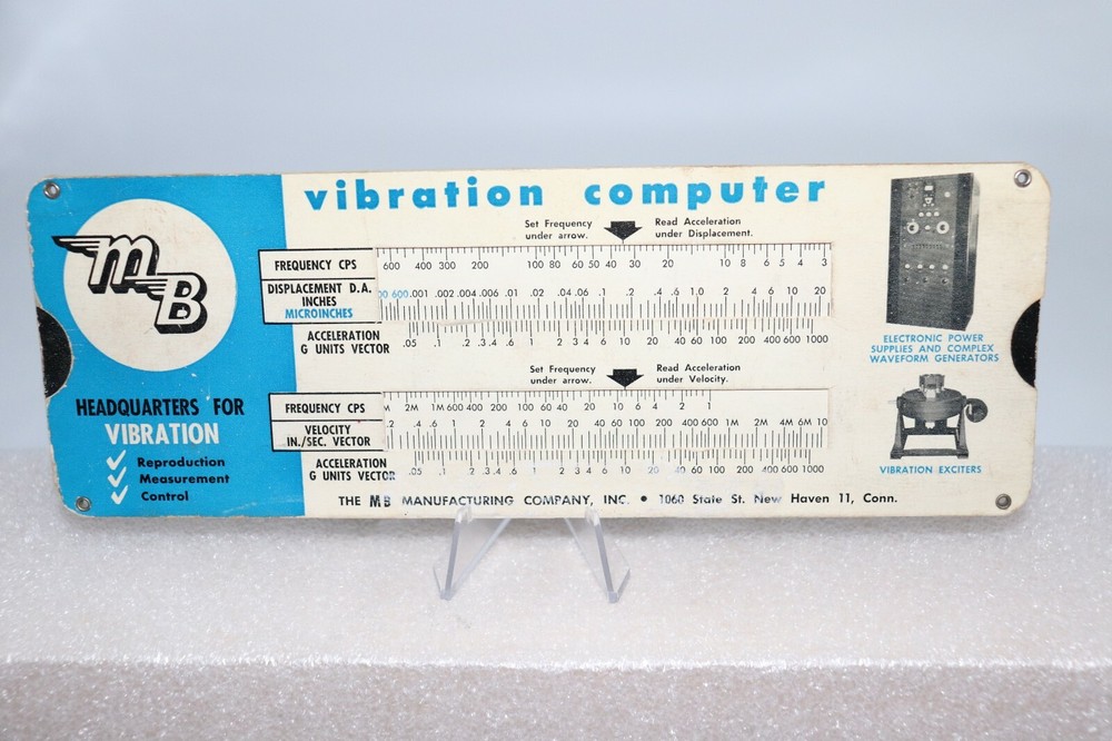 1954 Copr. Slide Chart  MB MANUFACTURING Vibration Computer