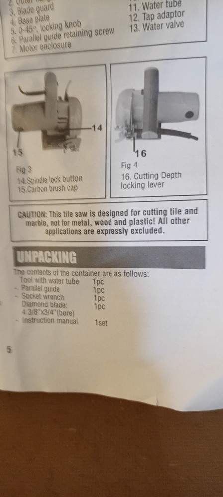 WorkForce THD550 7" Handheld Wet Tile Saw with Case & Manual