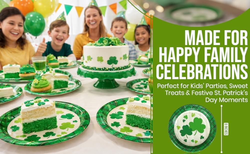 36-Count Disposable St. Patri's Day Paper Dert Plates,