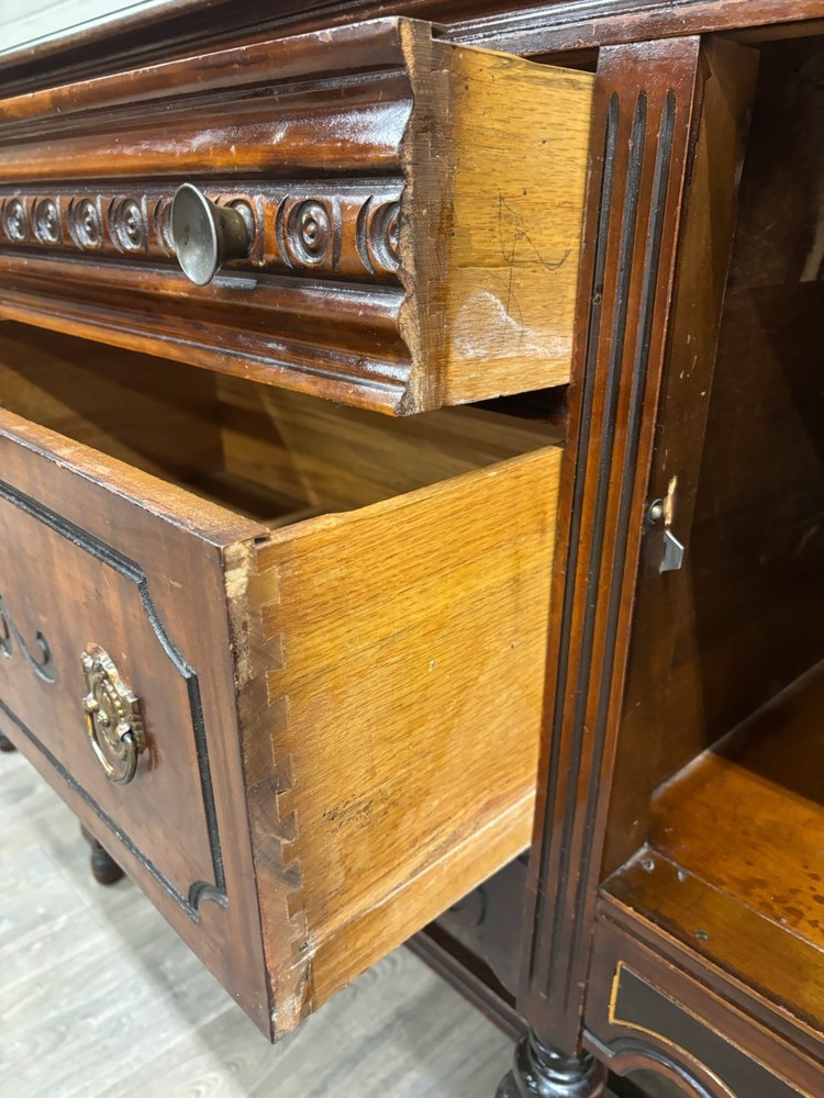 Antique Art Deco or Jacobean Revival Style Sideboard Buffet Server Console