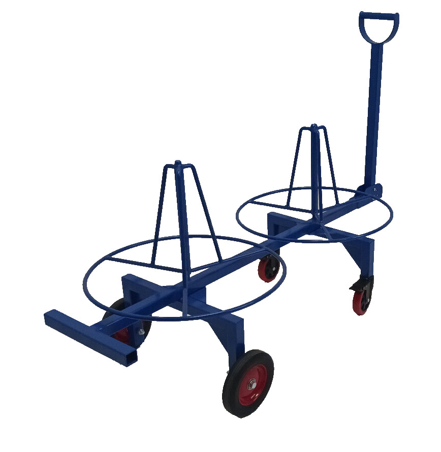 Portable Cable Dispenser, Double Spool Cart with three position handle
