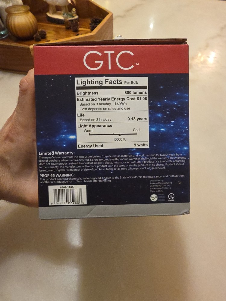 GTC 8 Pack A19 LED Light Bulb, 9W Equivalent 60W 5000K 800LM