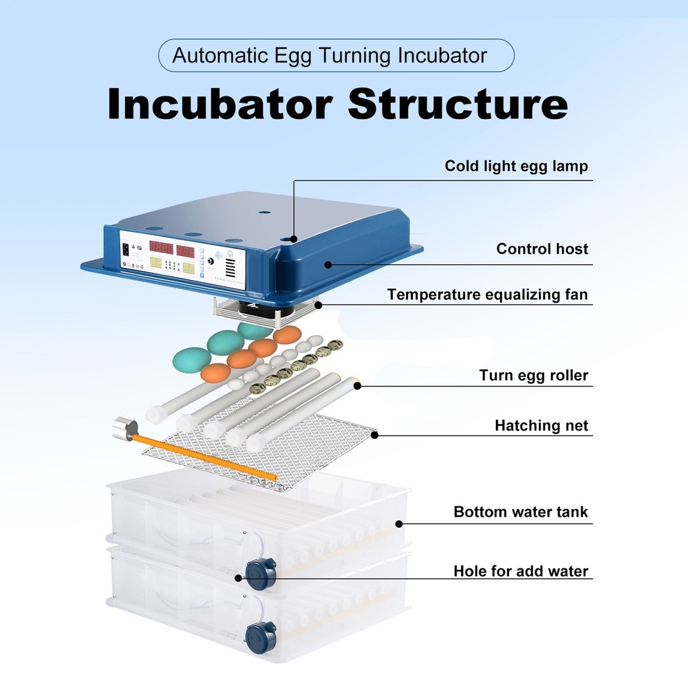 120 Eggs Incubator Temperature Control Automatic Digital Chicken Egg Hatcher New