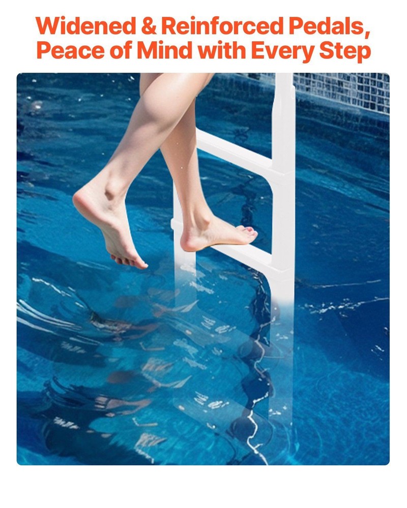 4-Step Adjustable Pool Ladder 300lb Rating Double Handrails Thickened Base Step