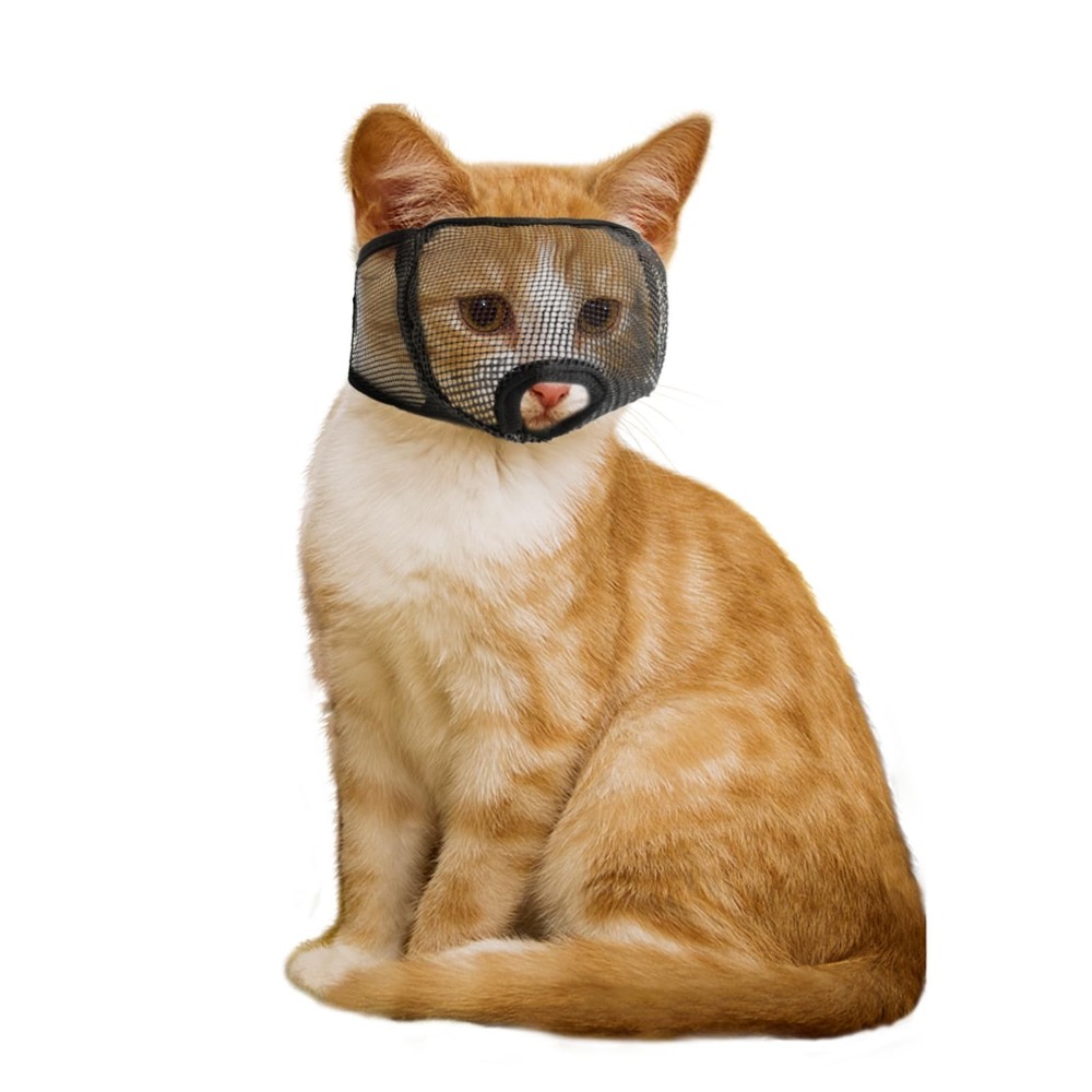 Cat Muzzle for Grooming Nail Trimming with Soft Mesh Covered, Prevent Biting ...
