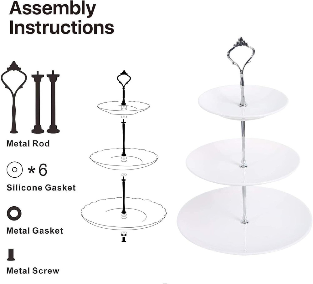 BetterJonny 6 Sets 3 Tier Cake Plate Stand Handle, Cake Stand Hardware Handle...