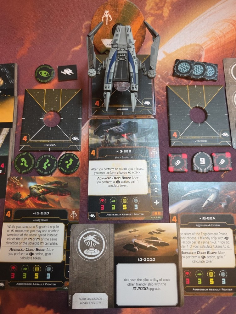 X-Wing Miniatures Game Aggressor IG 2000 !SOME UPGRADES! Scum AUTHENTIC FFG