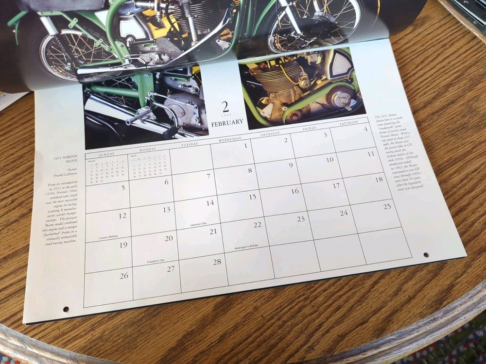 Vintage Motorcycle 1995 Classics Calendar