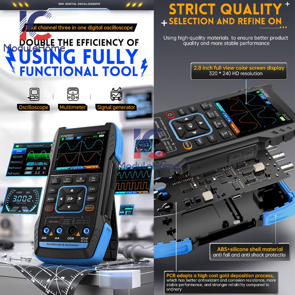 FNIRSI Handheld Digital Oscilloscope Multimeter Function Signal Generator 2C23T