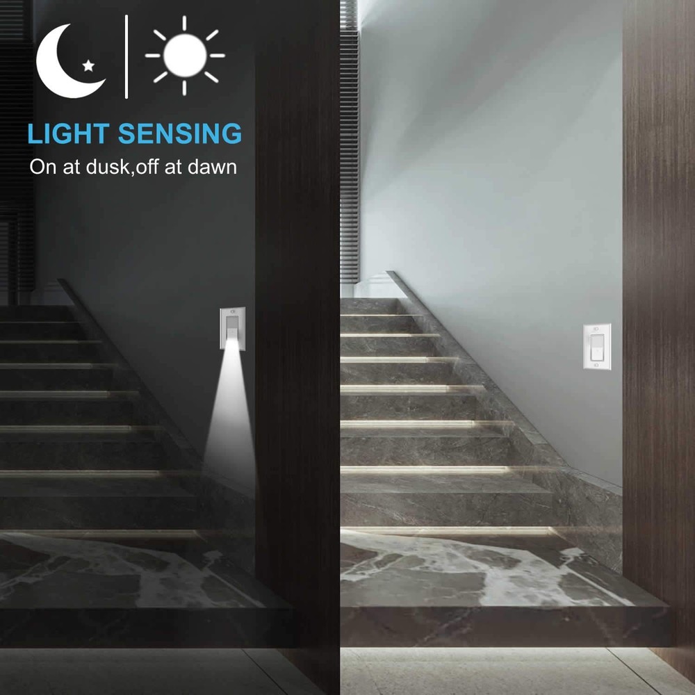 2 Pack Illuminated Light Switch,Paddle Rocker Wall Switch with LED Night Ligh...