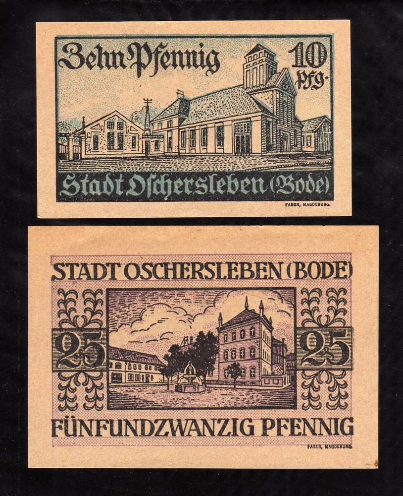 OSCHERSLEBEN / BODE - GERMANY NOTGELD - 10, 25 PFENNIG