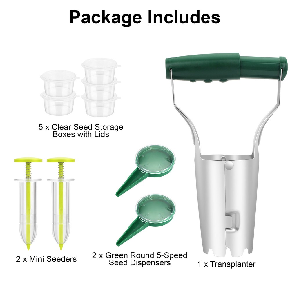 9'' Adjustable Handle Bulb Planter Set Garden Seed Sower Dispenser