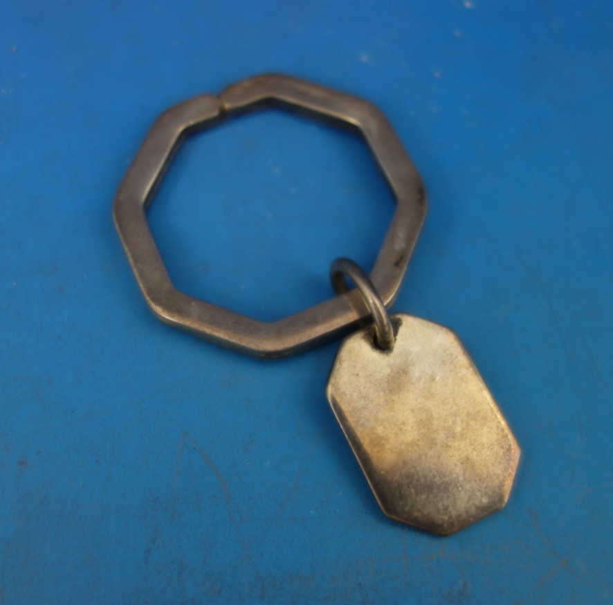 Tiffany and Co Sterling Silver Key Ring Octagonal with Engravable Tag (#8672)